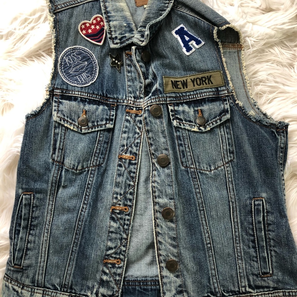 Denim vest with patches